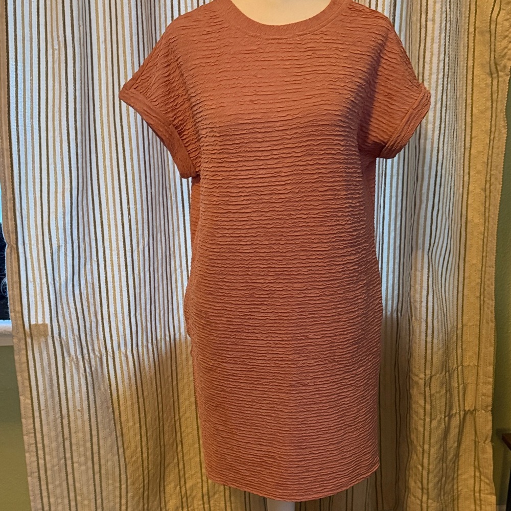 Chic Textured Coral Mini Dress
